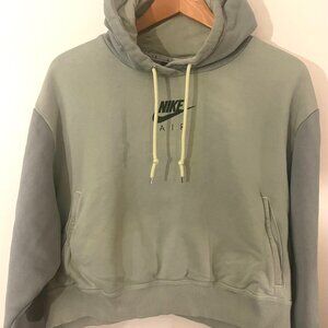 Nike Air, Two Toned Green, Cropped, Hooded Sweatshirt, Women's Large